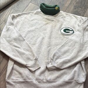 Mock Green Turtleneck Sweatshirt  with Green Bay Packers Logo